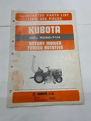 Buy Kubota Illustrated Parts List For Rotary Mower Model RC60-71H • 10$