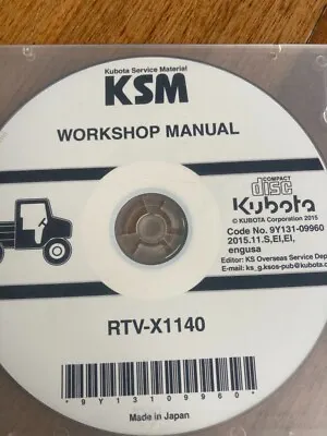Buy Kubota RTV-X1140 Service Manual Cd • 25$