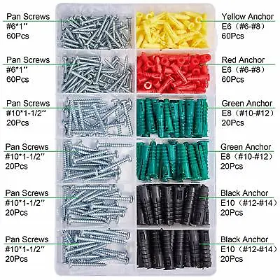 Buy Plastic Self Drilling Drywall Ribbed Anchors With Phillips Self Tapping Screws • 19.99$