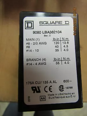 Buy Square D Power Distribution Block - 9080-lba362104 • 47.50$