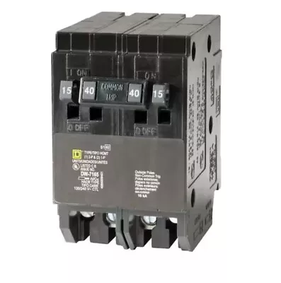 Buy Square D SCHNEIDER ELECTRIC HOMT215240  Tandem Circuit Breaker 1-15A & 1-40A New • 24.99$