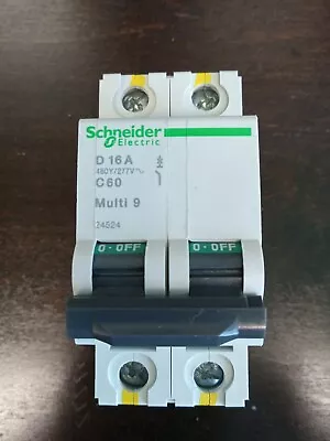 Buy Schneider Electric 16A, C60, Multi 9, 2-Pole, Circuit Breaker 24524 New Open Box • 29.09$
