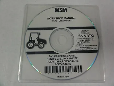 Buy Kubota BX1880 BX2380 BX2680 RCK60B-23BX RCK54-23BX Tractor Workshop Manual CD • 50$