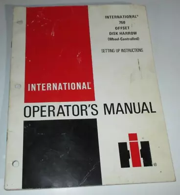 Buy IH International 760 Offset Disk Harrow Operators & Adjusting Manual ORIGINAL • 14.99$