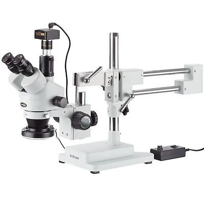 Buy Amscope 3.5X-90X Simul-Focal Stereo Zoom Boom Microscope +10MP Camera +LED Light • 914.99$