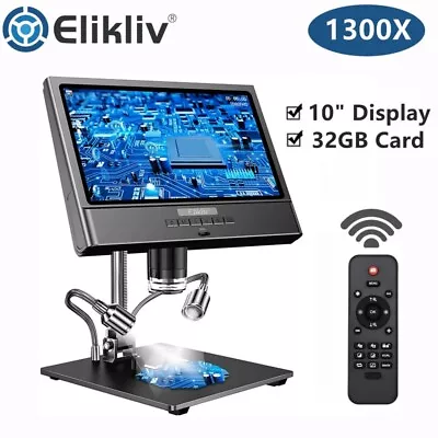 Buy Elikliv Digital Microscope 10'' 1300X Camera For Soldering Coins Plants Insect • 139.15$