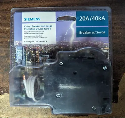 Buy Siemens 20A/40kA Circuit Breaker & Surge Protection Type 2 QSA2020SPDP BRAND NEW • 69.70$