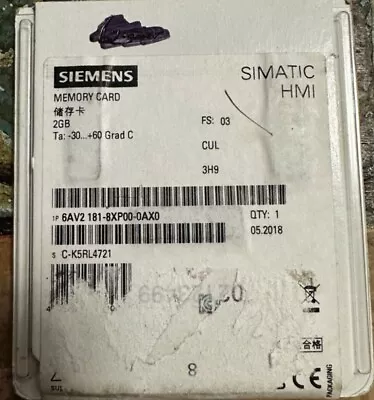 Buy Siemens Memory Card Simatic HMI SD Card 2GB 6AV2 181-8XP00-0AX0 Made In Germany • 95$