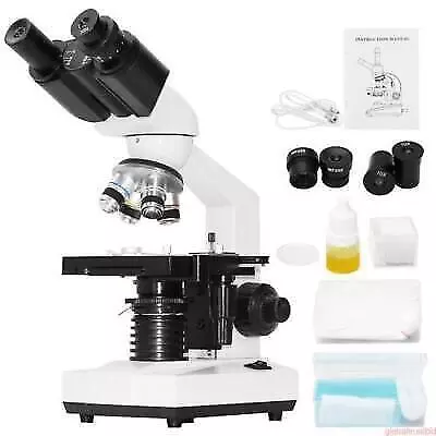 Buy 40X-2500X Binocular Compound Microscope With Double Layer Mechanical Stage USA • 169.99$