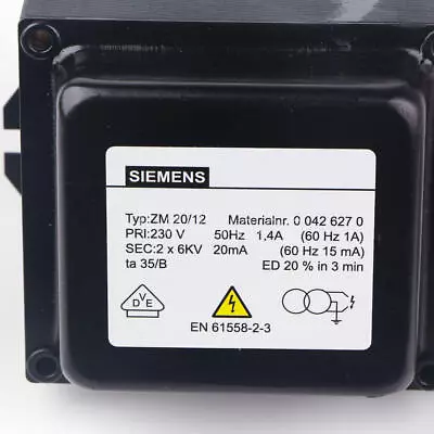 Buy ONE SIEMENS Lgnition Transformer ZM20/12 NEW • 175$