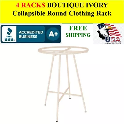 Buy 4 RACKS Round Clothing Sales Rack Collapsible 48 -72 H Adjustable Boutique Ivory • 671.80$