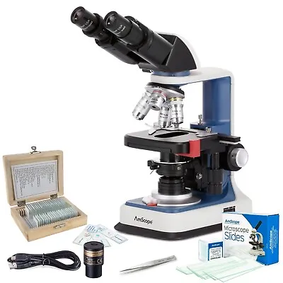Buy Amscope 40X-2500X Rechargeable Compound Microscope Kit W USB Camera + Slides • 324.99$