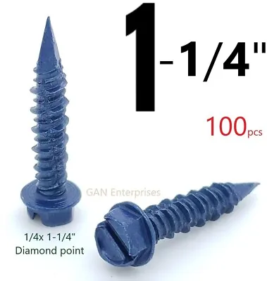 Buy 1/4  X 1-1/4  Tapcon Hex Washer Head Tapcon Masonry Concrete Diamond Tip 100pcs • 19.79$