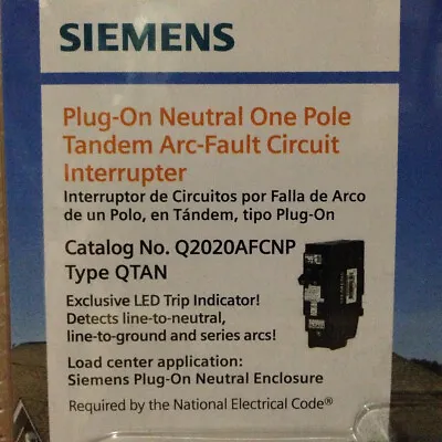 Buy Siemens 20 Amp 120-Volt 1-Pole Tandem AFCI Type QTAN Circuit Breaker PON   Ge • 69.95$