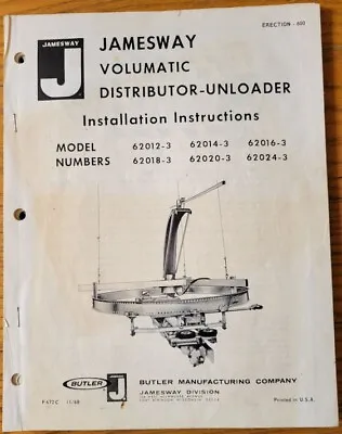 Buy Vintage 1960's Jamesway Silo Distributor-Unloader Instruction Manuals-Brochures • 29.99$