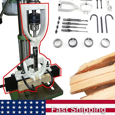 Buy 4 Bits Mortising Kit Tool Drill Press Woodworking Mortising Locator Attachment • 90$