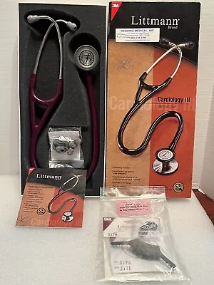 Buy 3M Littmann Brand Cardiology 3 III Stethoscope Plum + New ID Tag + New Eartips • 119$