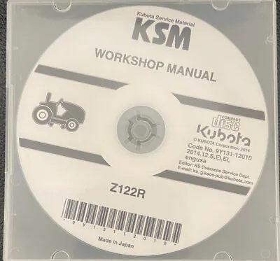 Buy Kubota Z122R Zero Turn Mower Dealers Workshop Service Shop Repair Manual OEM CD • 43.99$