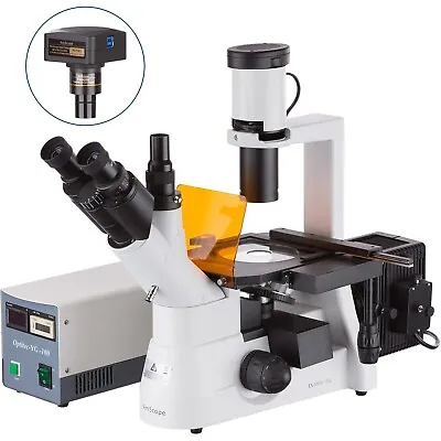 Buy Amscope 40X-1000X Trinocular Inverted Epi-fluorescence Microscope +10MP Camera • 5,792.99$