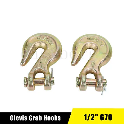 Buy 2PCS 1/2  G70 Tie Down Towing Flatbed Truck Trailer Clevis Grab Hooks Chain Hook • 24.50$