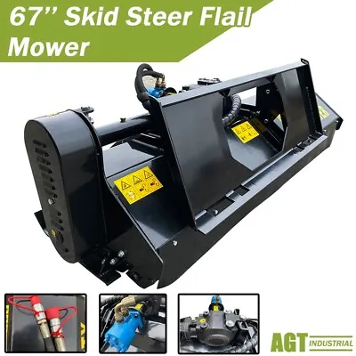 Buy 67  Skid Steer Attachment Flail Mower Hydraulic Heavy Duty Rotary Brush Cutter • 2,422.99$