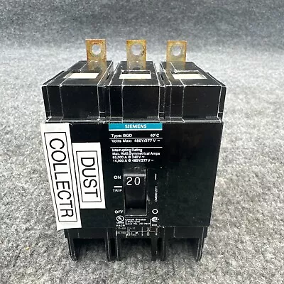 Buy Siemens BQD320  20 Amp 3 Pole 480/277 Volt BQD Bolt-on Circuit Breaker Used • 89.99$