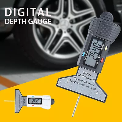 Buy Digital Depth Gauge Caliper Measure Tire Depth Stainless Steel Ruler 0-25mm LCD  • 12.23$