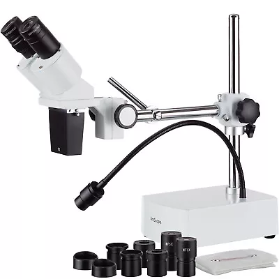 Buy AmScope 5X-10X-15X-20X Stereo Binocular Microscope Boom + LED Gooseneck • 315.99$