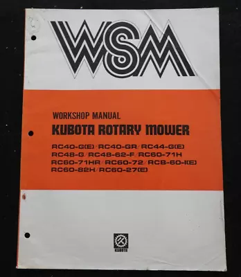 Buy Kubota Rc40 Rc44 Rc48 Rc60 Rc72 Rcb60 Rcb72 H Mower Deck Service Repair Manual • 22.27$