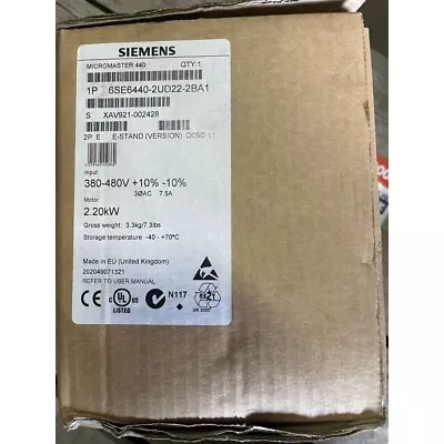 Buy New Siemens 6SE6440-2UD22-2BA1 6SE6 440-2UD22-2BA1 MICROMASTER440 Without Filter • 530.45$