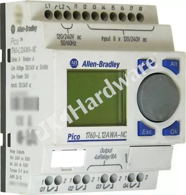 Buy Allen Bradley 1760-L12AWA-NC /A Pico Controller I/O 8/4 AC Power 120/240V • 1,476.67$