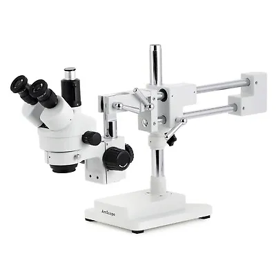 Buy AmScope 3.5X-90X Simul-Focal Zoom Trinocular Stereo Microscope Dual Arm Boom • 549.99$