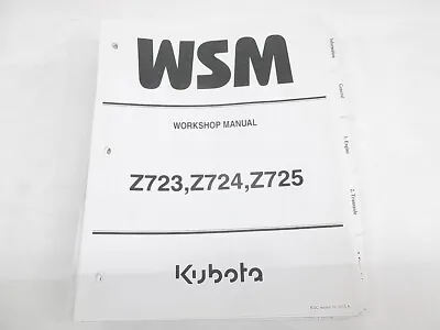 Buy 2013 Workshop Manual For Kubota Z723 Z724 Z725 Zero Turn Mowers • 40$