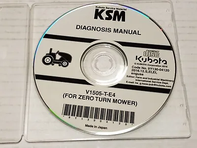 Buy Kubota Service Workshop Diagnosis Manual CD - V1505-T-E4 Zero Turn Mower NOS • 30$