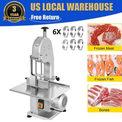 Buy 1500W Electric Meat Bone Saw Machine Commercial Frozen Meat Cutter W/6 Blades • 99.99$