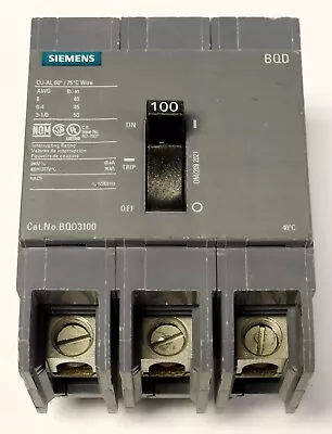 Buy SIEMENS BQD3100 3 Pole 100 AMP Type BQD Circuit Breaker • 175$