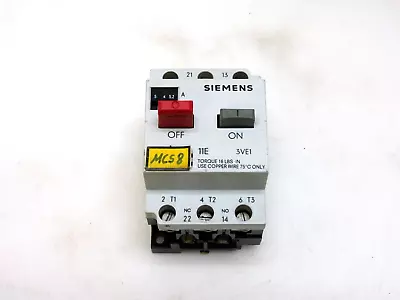 Buy Siemens 3ve1010-8j Motor Starter 3.2-5a 300-600vac • 15$