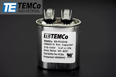 Buy TEMCo 5 Uf/MFD 370-440 VAC Volts Oval Run Capacitor 50/60 Hz -Lot-1 • 13.45$