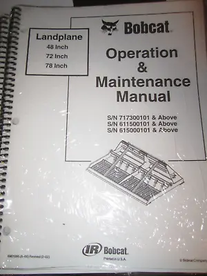 Buy 2002 Bobcat 48 72 78  LANDPLANE Attachment Operation  Maintenance Manual 6901095 • 19.99$