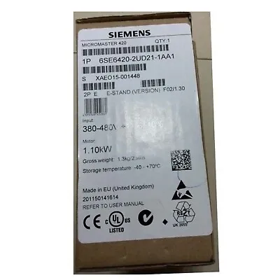 Buy New Siemens 6SE6420-2UD21-1AA1 6SE64202UD111AA1 MICROMASTER420 Without Filter • 358.79$