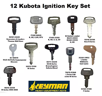 Buy 12 Kubota Heavy Equipment & Tractor Ignition Keys Set Fits Many Models • 14.79$
