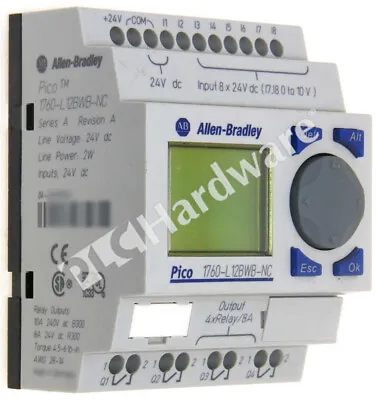 Buy Allen Bradley 1760-L12BWB-NC /A Pico Controller 8 Digital Inputs 4 Relay 24V DC • 195.59$
