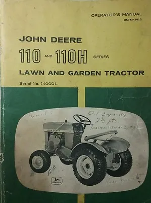 Buy John Deere 110 Round Fender Garden Tractor & 30 Tiller Owner & Parts (2 Manuals) • 76.46$