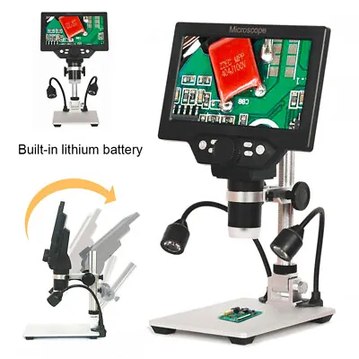 Buy With Battery G1200 Digital Microscope 7  LCD 12MP 1-1200X Magnifier 110V W6M3 • 84.59$