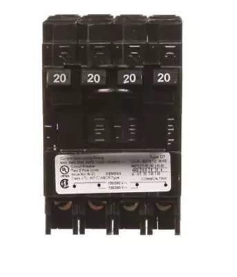 Buy Siemens Q22020CT2 20 20 20 20A QUAD 2-Pole Thermal Magnetic Circuit Breaker New • 45$