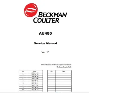 Buy Service Manual For Beckman Coulter AU480 Chemistry Analyzer • 490$