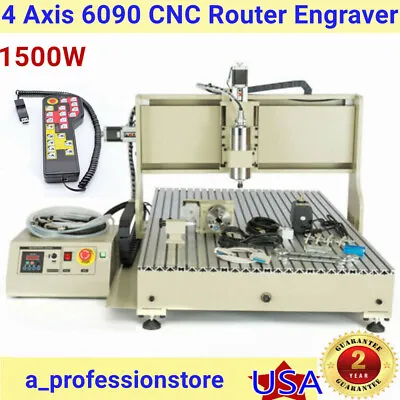 Buy 4 Axis CNC 6090 Router Engraver Metal Wood Engraving Milling Machine +Controller • 1,810.40$