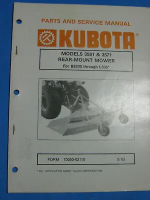 Buy Kubota Mower   Service  Manual & Parts   3562  • 49.95$