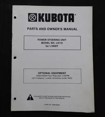 Buy Kubota L185 Tractor Model B9110 Power Steering Unit Parts & Operators Manual • 22.95$