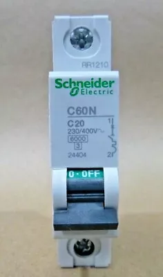 Buy Schneider Electric C60N Circuit Breaker 20 Amp 1 Pole C Curve 230/400 Volt 24404 • 16.95$